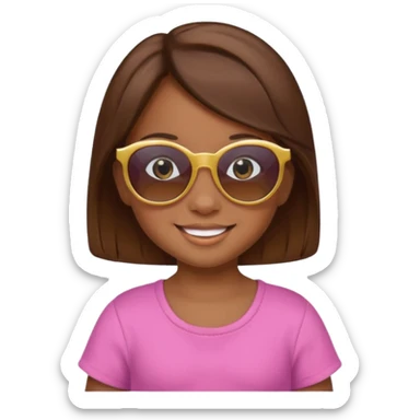 A Baby girl wiht Brown Hair and a sunn Glases sticker