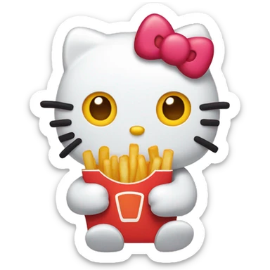 Hello Kitty with French fries sticker