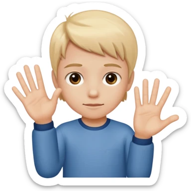 A kid holding a 6 on they left hand and 7 on right sticker