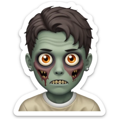 a zombie boy with eyebrow piercing and wavy medium hair sticker