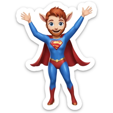 Blue goat whole body glitter pretty smiling excited blue eyes female and white adilt superman with reddish hair and beard with blue eyes sticker