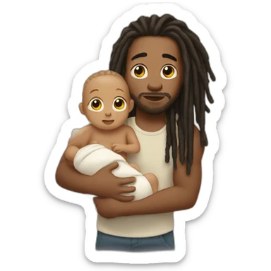 man with dreads with light skinned baby in arms  sticker