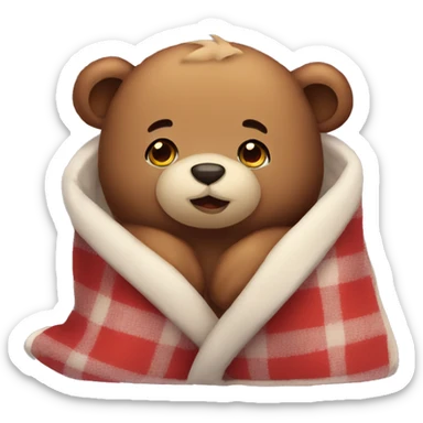 cute bear cozy in blanket sticker