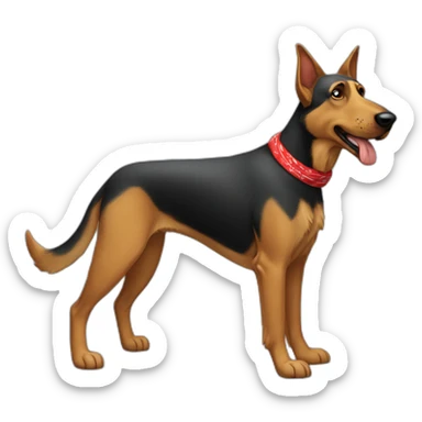 Coonhound/German Shepherd dog wearing small plain red bandana walking left semi realistic with floppy ears sticker
