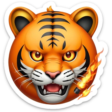 tiger face with bomb with burning fuse for Twitch emote sticker