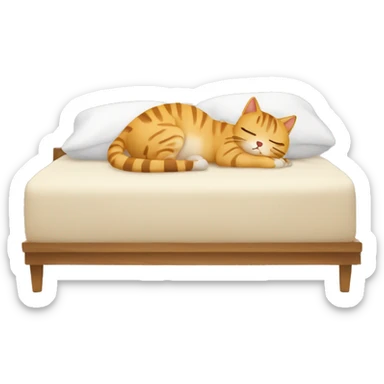 Gatito atigrado beige durmiendo en la cama sticker