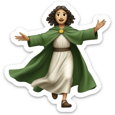 saint brigid running, with a large stride and arms outstretched sticker