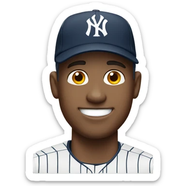 casual guy in a Yankees baseball cap sticker