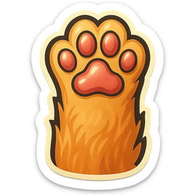 fluffy cat paw, bold outlines, vintage color palette sticker