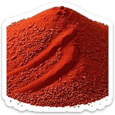 chili powder mound, deep crimson, fine and dry, uneven, scattered grains, matte texture, 3D clean style, transparent background, optimized for emoji size sticker