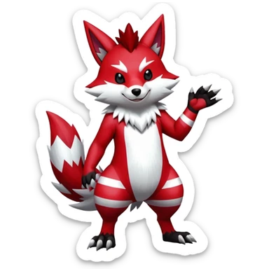 Shiny Red Anthro furry Zangoose-Obstagoon-Hybrid (full body) sticker