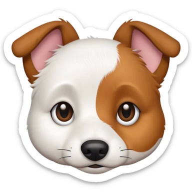 a fully white jack russell the size of a kelpie with light brown ears and a light brown patch on one eye sticker