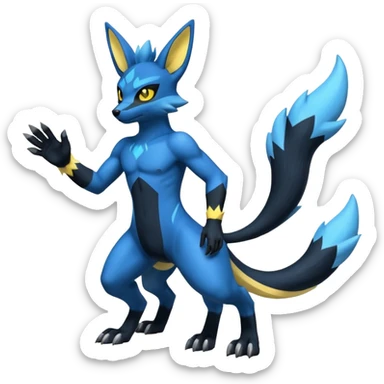 Lucario-Umbreon-Zeraora-Fakémon-hybrid-creature (full body)  sticker