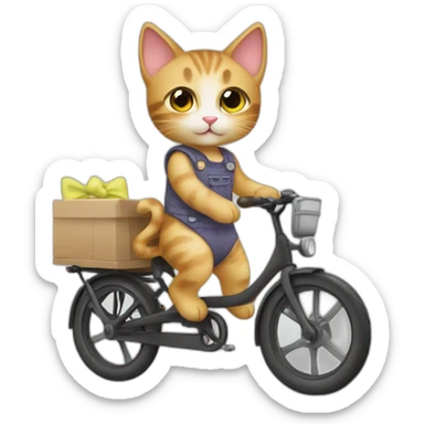 a kitten in a cargo bike wearing a cute dress sticker