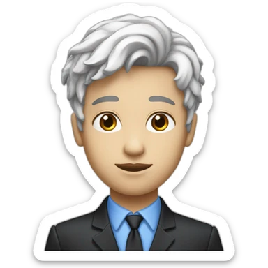 un garçon à la peau blanche avec les cheuveux noir et les yeux bleus sticker