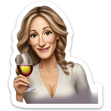 Sarah Jessica Parker with a glass of wine in her right hand sticker