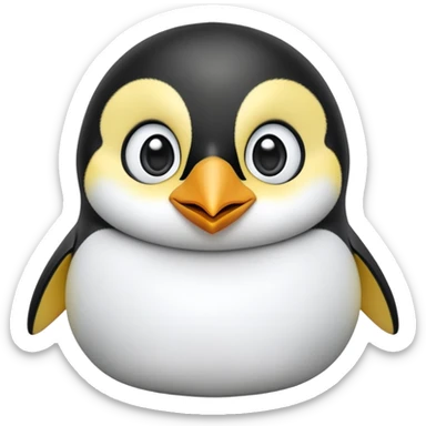 cinematic-cute-emperor-penguin-portrait-emoji,-head-tilted-playfully-and-inquisitively,-with-glossy,-pristine-plumage-accented-by-a-bright-beak-and-round,-sparkling-eyes-filled-with-curiosity,-simplified-yet-irresistibly-adorable-features,  sticker