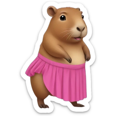 Capybara dressed in a pink skirt sticker
