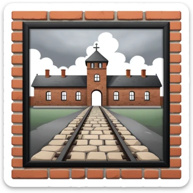 Auschwitz camp from outside but png of that structure  sticker