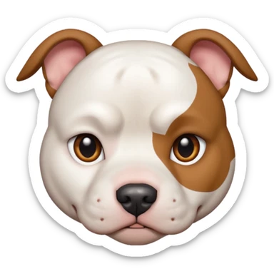 white pitbull face, brown patch over left eye sticker