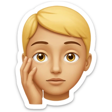 thinking face emoji, yellow face, eyes looking up, hand on chin sticker
