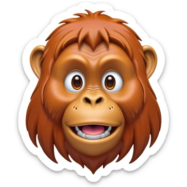 Cinematic Comical Orangutan Portrait Emoji, Head tilted dramatically with an exaggeratedly shocked expression, featuring a robust, animated face with wide, comically expressive eyes full of humorous disbelief, Simplified yet hilariously expressive features, highly detailed, glowing with a slightly sassy glow, high shine, dramatic yet playful, stylized with an air of quirky jungle attitude, soft glowing outline, capturing the essence of a meme-worthy orangutan that looks ready to side-eye its way into viral fame! sticker