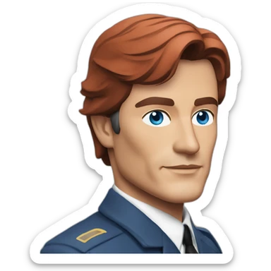 alain delon thirties space scientist blue eyes neat red hair sticker