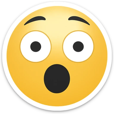 Create a shocked emoji in classic apple emoji style with no background, variant 3. The emoji should express surprise with wide eyes and open mouth, consistent with the classic emoji look. sticker