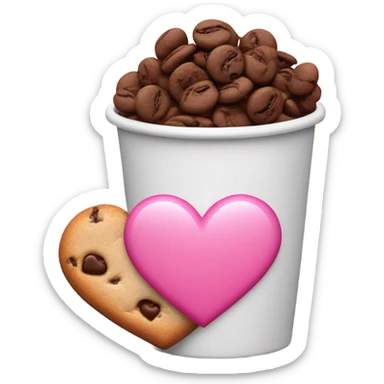 I want you to add the coffee cup emoji ☕️ next to this pink heart emoji💖 and the cookie chip emoji🍪 sticker