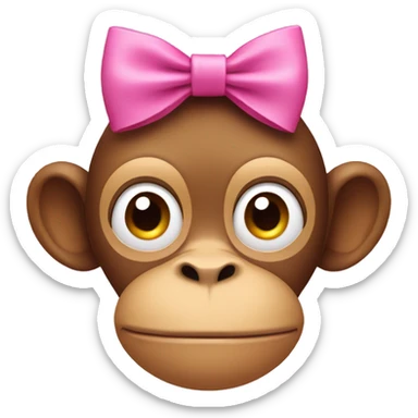 Monkey with a pink hair bow covering its mouth  sticker