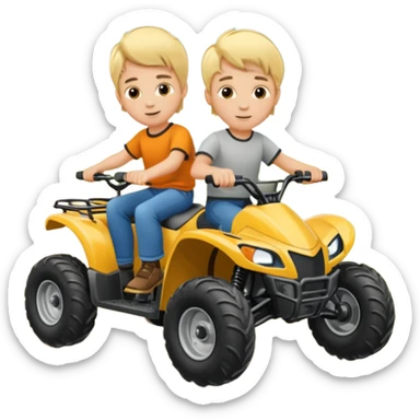 Please make 2 separate young boys both blonde riding four wheelers sticker