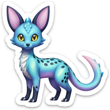 Shiny Pastel White Iridescent Celestial Salandit-Umbreon-Genet-Noivern-Noibat-Serval-Hybrid (Full body) sticker