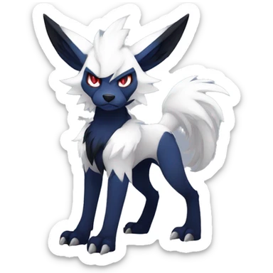Edgy Cool Anthro Absol-Lycanroc Midnight Form-Pokémon Full Body sticker
