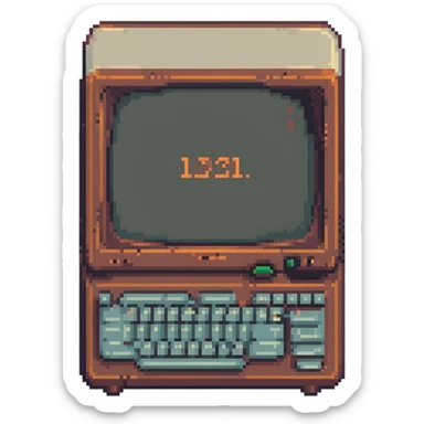 number 1337 in a retro computer terminal style, referencing leet speak, icon or emoji sticker