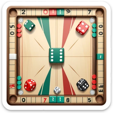A photorealistic icon featuring a backgammon board with dice, a Monopoly board with money and property cards and a Game of Life spinner. The design captures the detailed textures of the boards, pieces, and accessories. Transparent background. sticker