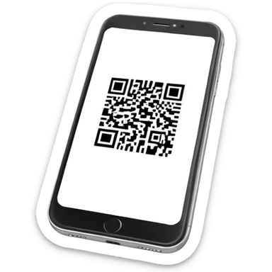 smartphone displaying a QR code on the screen sticker