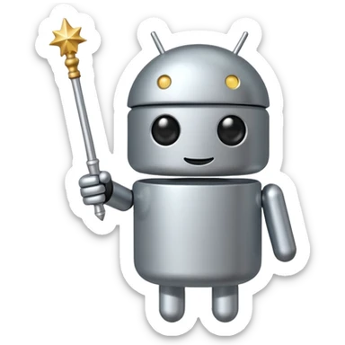 Android with magic wand sticker