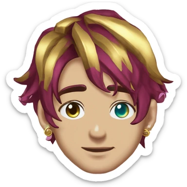 Vintage grunge patina intricate swirls gold jewellery baroque golden sparkle tropical Deep pink maroon burgundy cyan dark hoodie man dyed hair gold piercings nose piercing ear piercings sticker