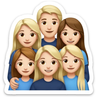 1 man and 2 girls with long hair, friends sticker