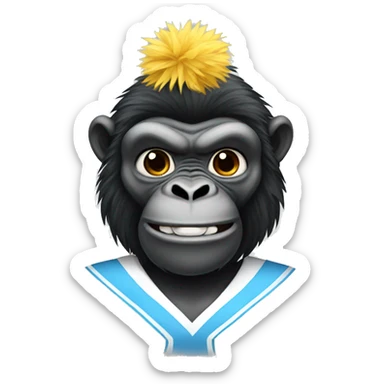 A gorilla in a cheerleader outfit with Pom poms  sticker