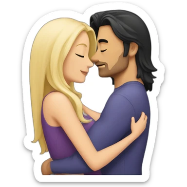 Man with dark long hair hugging a blonde curvy woman sticker