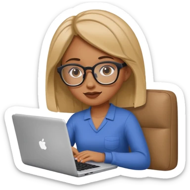 A girl is working with a laptop while lying on the sofa sticker