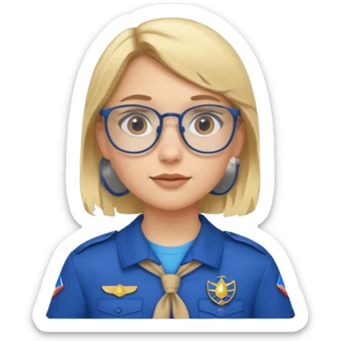 scout girl with blue scout uniform, blonde haired and glassess sticker