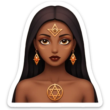 Dark oil traced over woman’s skin forming occult symbols, sensual devotion sticker