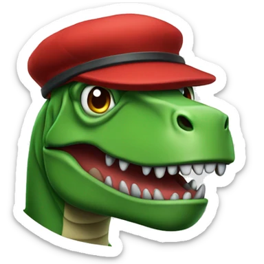 Green Trex wearing red beret and eyeglasses  sticker