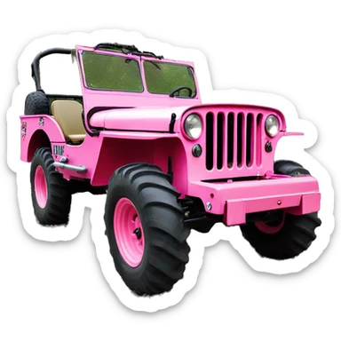 Full size jungle tour 1942 Willy’s pink jeep crawler with installed winch  sticker
