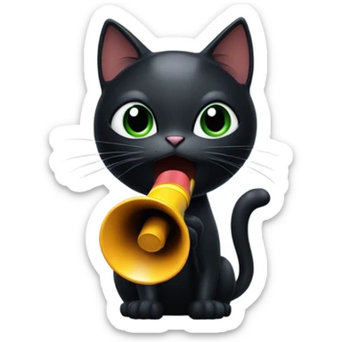 Black cat shouting into megaphone sticker