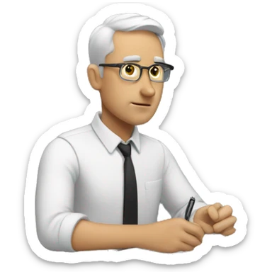 white man taking notes sticker