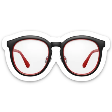 Red Glasses with subtle shine and curved frame edges. sticker