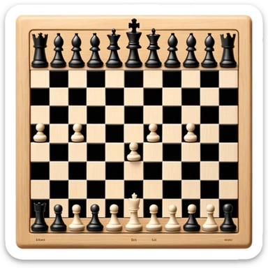 A chessboard with a few strategically placed pieces, including a king, queen, and pawns. The scene highlights the classic black and white squares of the board, emphasizing strategy and thoughtfulness in the game of chess. sticker